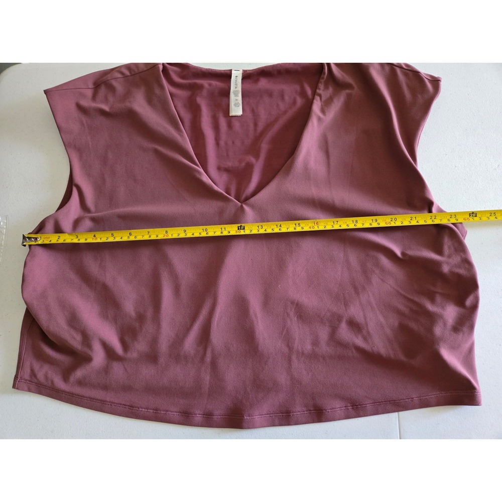 Athleta Vita Free Cropped Tee Mauve V-Neck Cap Sleeve Plus Size 3X Workout Yoga - Picture 6 of 8
